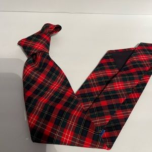 Vintage Pendleton USA Mens Necktie Tie 100% Wool Red Blue Tartan Plaid Christmas